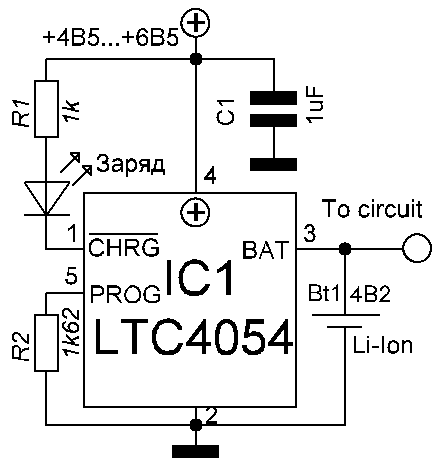 4054 контроллер заряда схема